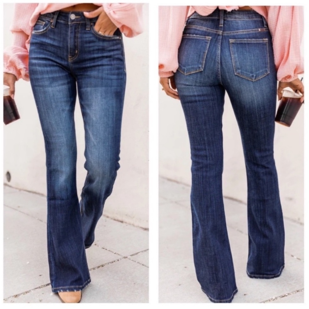 KanCan Flare Jeans Mid Rise Dark Wash Stretch Denim NWT Size 28